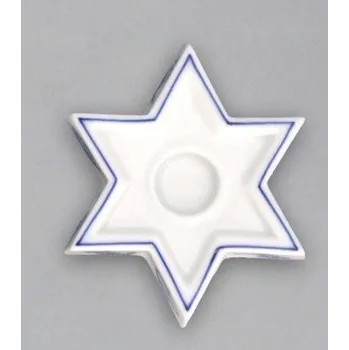 Svícen Cibulák Svícen plochý hvězda 9 cm originální cibulákový porcelán Dubí, cibulový vzor,