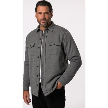 Pánská košile JP1880, Plus size Svrchní košile JP1880, tepláková, podšívka z umělé kožešiny, do 7XL pro plnoštíhlé nadměrná velikost, 831574100-1456, šedý, 7XL, Plus size oblečení, Oblečení pro vysoké muže, Nadměrné velikosti, Oblečení pro plnoštíhlé.