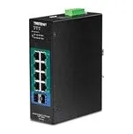 TRENDnet Switch 10-port Industrial Gbit PoE+ L2 metalíza IP30 (TI-PG102I)
