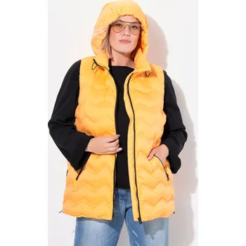 Pánská vesta Ulla Popken, Plus size HYPRAR prošívaná vesta, vodoodpudivá, kapuce, lem na zipu pro plnoštíhlé nadměrná velikost, 834950645-1129, oranžový, 46/48, Nadměrné velikosti, Plus size oblečení, Oblečení pro boubelky, Oblečení pro baculky, Oblečení pro plnoštíhl