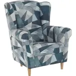 Křeslo ušák CHARLOT - šedomodrý vzor - SLEVA 3% s kodem radost25