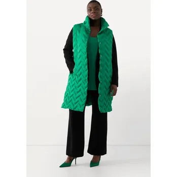 Dámská vesta Ulla Popken, Plus size Dlouhá prošívaná vesta, stojáček, A střih, bez rukávů pro plnoštíhlé nadměrná velikost, 823379451-1129, zelený, 46/48, Nadměrné velikosti, Plus size oblečení, Oblečení pro boubelky, Oblečení pro baculky, Oblečení pro plnoštíhlé, Obl
