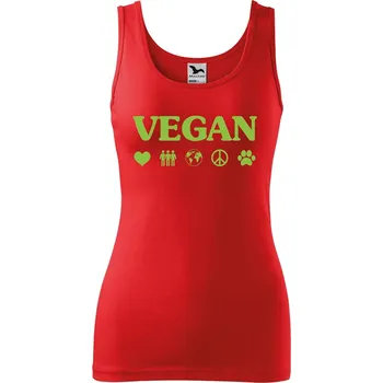 DOBRÝ TRIKO Dámské tílko s potiskem Vegan symboly Velikost: 2XL, Barva: Červená