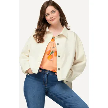 Dámská casual bunda Ulla Popken, Plus size Džínová košilová bunda, límeček, biobavlna pro plnoštíhlé nadměrná velikost, 826616200-1130, béžový, 50/52, Nadměrné velikosti, Plus size oblečení, Oblečení pro boubelky, Oblečení pro baculky, Oblečení pro plnoštíhlé, Oblečení pro v