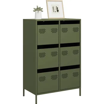 Policová skříň vidaXL Skříň olivově 68 x 39 x 101,5 cm ocel [851223] Barva: Zelená