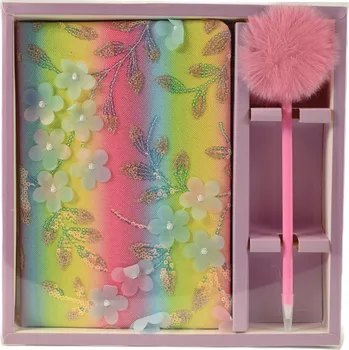 Zápisník DENÍK S PEREM LINKOVANÝ SEŠIT PRO DĚTI ZÁPISNÍK A5 NOTES DUHOVÝ