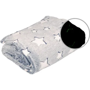 deka Deka mikroflanel Hvězdy modrá 150x200 cm se svítícím efektem