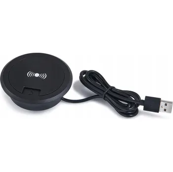 INDUKČNÍ BEZDRÁTOVÁ NABÍJEČKA + USB 2.0 DO DESKY STOLU QI