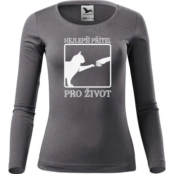 Dámské tričko DOBRÝ TRIKO Dámské bavlněné triko Nejlepší přítel Velikost: S, Barva: Ocelově šedá