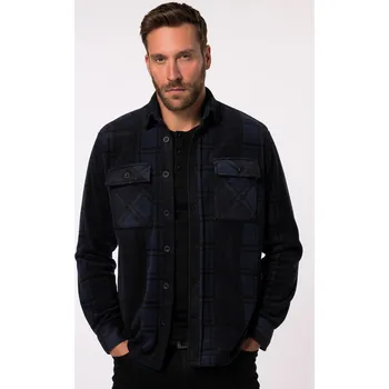 Pánská košile JP1880, Plus size Flísovaná kostkovaná košile, JP1880, pracovní móda, dlouhé rukávy, Kent límeček, Modern střih, do 8XL pro plnoštíhlé nadměrná velikost, 830816130-1452, modrý, 3XL, Plus size oblečení, Oblečení pro vysoké muže, Nadměrné velikosti, Oblečen