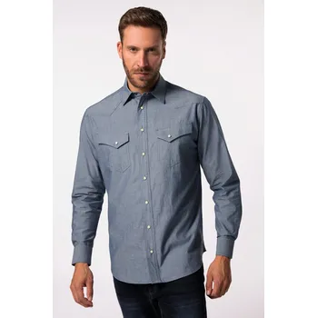 Pánská košile JP1880, Plus size Košile, dlouhé rukávy, kovbojská, Kent límeček, Modern střih, do 8XL pro plnoštíhlé nadměrná velikost, 828798902-1452, modrý, 3XL, Plus size oblečení, Oblečení pro vysoké muže, Nadměrné velikosti, Oblečení pro plnoštíhlé.