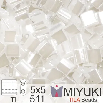 Korálek Korálky MIYUKI tvar TILA BEADS velikost 5x5mm. Barva TL 511 Crystal Ceylon. Balení 5g.
