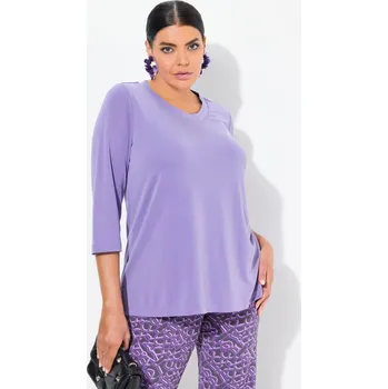 Dámské tričko Ulla Popken, Plus size Tričko, žebrované manžety, kulatý výstřih, 3/4 rukávy pro plnoštíhlé nadměrná velikost, 835460814-1129, nachový, 46/48, Nadměrné velikosti, Plus size oblečení, Oblečení pro boubelky, Oblečení pro baculky, Oblečení pro plnoštíhlé, Ob