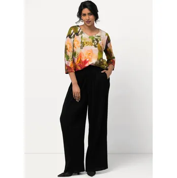 Dámské kalhoty Ulla Popken, Plus size Marlene plisované kalhoty, široké nohavice, elastický pas pro plnoštíhlé nadměrná velikost, 832640100-1010, černý, 48, Nadměrné velikosti, Plus size oblečení, Oblečení pro boubelky, Oblečení pro baculky, Oblečení pro plnoštíhlé, Obl