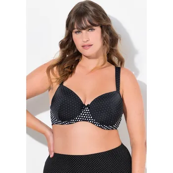 Podprsenka Ulla Popken, Plus size Podprsenka s kosticemi, měkké košíčky, puntíky, B-F pro plnoštíhlé nadměrná velikost, 834289100-1122, černý, 95F, Nadměrné velikosti, Plus size oblečení, Oblečení pro boubelky, Oblečení pro baculky, Oblečení pro plnoštíhlé, Oblečení