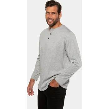 Pánské tričko JP1880, Plus size Henley tričko JP1880, kolekce Basic, dlouhé rukávy, knoflíková léga, do 8XL pro plnoštíhlé nadměrná velikost, 702555123-1453, šedý, 4XL, Plus size oblečení, Oblečení pro vysoké muže, Nadměrné velikosti, Oblečení pro plnoštíhlé.