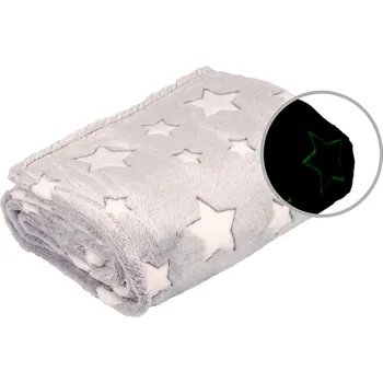 deka Deka mikroflanel Hvězdy šedá 150x200 cm se svítícím efektem