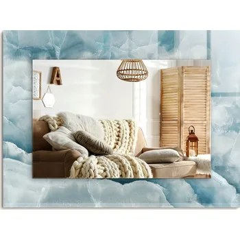 Zrcadlo Zrcadlo nástěnné s ozdobným rámem Modrý mramor textura 80x60 cm