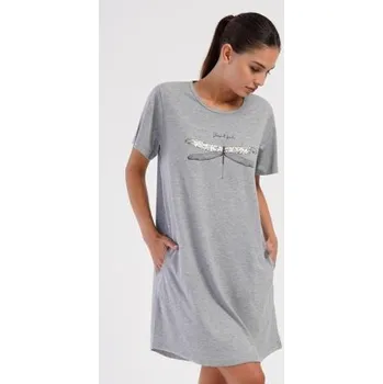 Dámské šaty Dámské domácí šaty s krátkým rukávem Vienetta Secret Vážka světle lososová 3XL