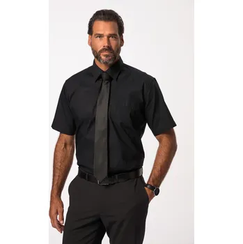 Pánská košile JP1880, Plus size Košile, krátké rukávy, variabilní límeček, do 8XL, Comfort střih pro plnoštíhlé nadměrná velikost, 705178130-1456, černý, 7XL, Plus size oblečení, Oblečení pro vysoké muže, Nadměrné velikosti, Oblečení pro plnoštíhlé.