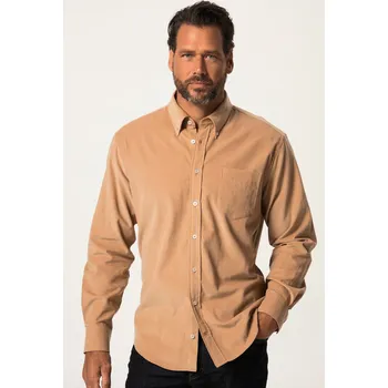 Pánská košile JP1880, Plus size Manšestrová košile, dlouhé rukávy, límeček s knoflíky, Modern střih pro plnoštíhlé nadměrná velikost, 823436316-1456, hnědý, 7XL, Plus size oblečení, Oblečení pro vysoké muže, Nadměrné velikosti, Oblečení pro plnoštíhlé.