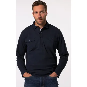 Pánské tričko JP1880, Plus size Polokošile JP1880, dlouhé rukávy, piké, náprsní kapsy, do 8XL pro plnoštíhlé nadměrná velikost, 834379130-1907, modrý, 8XL, Plus size oblečení, Oblečení pro vysoké muže, Nadměrné velikosti, Oblečení pro plnoštíhlé.