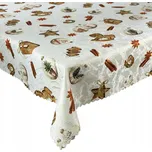Ubrus Vánoční Odolný Skvrnám Béžový Zlatý 140x340 cm