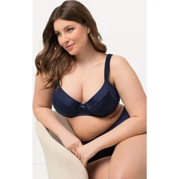 Podprsenka Ulla Popken, Plus size Podprsenka s kosticemi, měkké košíčky, satén, krajka, košíčky B-F pro plnoštíhlé nadměrná velikost, 830417139-1114, modrý, 105F, Nadměrné velikosti, Plus size oblečení, Oblečení pro boubelky, Oblečení pro baculky, Oblečení pro plnoš