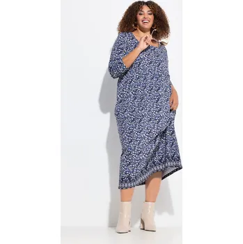 Dámské šaty Ulla Popken, Plus size Žerzejové šaty, A střih, hranatý výstřih, dlouhé rukávy, kapsy pro plnoštíhlé nadměrná velikost, 834231130-1131, modrý, 54/56, Nadměrné velikosti, Plus size oblečení, Oblečení pro boubelky, Oblečení pro baculky, Oblečení pro plnoští