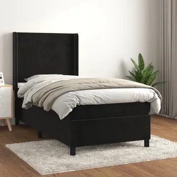 Ložnice vidaXL Box spring postel s matrací 90x190 cm samet [3132536] Barva: Černá