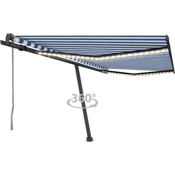 Markýza vidaXL Automatická markýza LED a senzor větru 450 x 350 cm [3069852] Barva: Modro-bílá