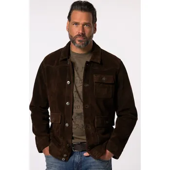 JP1880, Plus size Kožená bunda JP1880, semiš, límeček, do 7XL pro plnoštíhlé nadměrná velikost, 838194110-1453, hnědý, 4XL, Plus size oblečení, Oblečení pro vysoké muže, Nadměrné velikosti, Oblečení pro plnoštíhlé.