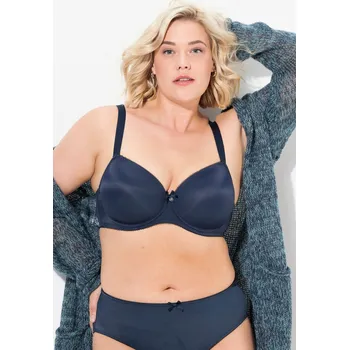 Podprsenka Ulla Popken, Plus size Podprsenka s kosticemi, měkké košíčky, košíčky B-D pro plnoštíhlé nadměrná velikost, 697144139-1102, modrý, 95D, Nadměrné velikosti, Plus size oblečení, Oblečení pro boubelky, Oblečení pro baculky, Oblečení pro plnoštíhlé, Oblečení