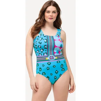Dámské plavky Ulla Popken, Plus size Plavky, vzor, měkké košíčky, recyklovaný materiál pro plnoštíhlé nadměrná velikost, 827629758-1007, tyrkysový, 42, Nadměrné velikosti, Plus size oblečení, Oblečení pro boubelky, Oblečení pro baculky, Oblečení pro plnoštíhlé, Oblečen