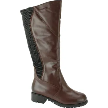 Dámské kozačky Kozačky na široké lýtko De Plus kožené 9610-K-LARA hnědé - 44