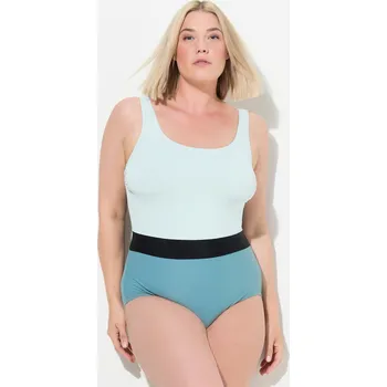 Dámské plavky Ulla Popken, Plus size Plavky, třpytivé, bez měkkých košíčků, recyklovaný materiál pro plnoštíhlé nadměrná velikost, 834963720-1011, tyrkysový, 50, Nadměrné velikosti, Plus size oblečení, Oblečení pro boubelky, Oblečení pro baculky, Oblečení pro plnoštíhl