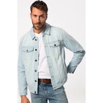 Pánská bunda JP1880, Plus size Džínová bunda, náprsní kapsy, knoflíková léga, do 8XL pro plnoštíhlé nadměrná velikost, 826234907-1455, modrý, 6XL, Plus size oblečení, Oblečení pro vysoké muže, Nadměrné velikosti, Oblečení pro plnoštíhlé.