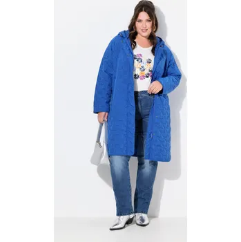Dámský kabát Ulla Popken, Plus size Lehký prošívaný kabát HYPRAR, vodoodpudivý, kapuce pro plnoštíhlé nadměrná velikost, 824568736-1131, modrý, 54/56, Nadměrné velikosti, Plus size oblečení, Oblečení pro boubelky, Oblečení pro baculky, Oblečení pro plnoštíhlé, Oblečen
