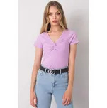 CALBEN Žebrovaná halenka s krátkým rukávem fialová Velikost: UNI