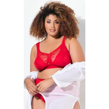 Podprsenka Ulla Popken, Plus size Podprsenka minimizer, prostorné košíčky, bez kostic, košíčky C-E pro plnoštíhlé nadměrná velikost, 830098530-1110, červený, 85E, Nadměrné velikosti, Plus size oblečení, Oblečení pro boubelky, Oblečení pro baculky, Oblečení pro plnoš