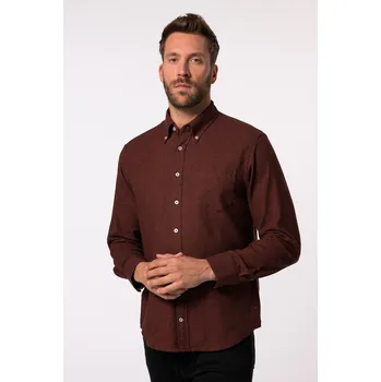 Pánská košile JP1880, Plus size Flanelová košile JP1880, dlouhé rukávy, límeček s knoflíky, Modern střih, do 8XL pro plnoštíhlé nadměrná velikost, 831503346-1456, hnědý, 7XL, Plus size oblečení, Oblečení pro vysoké muže, Nadměrné velikosti, Oblečení pro plnoštíhlé.