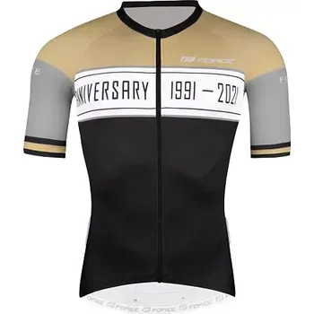 cyklistický dres FORCE Dres Force ANNIVERSARY, krátký rukáv, černá/zlatá velikost M