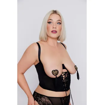 Dámský erotický korzet Ulla Popken, Plus size Korzet s kosticemi, otvor pro plnoštíhlé nadměrná velikost, 830898100-1097, černý, 120D, Nadměrné velikosti, Plus size oblečení, Oblečení pro boubelky, Oblečení pro baculky, Oblečení pro plnoštíhlé, Oblečení pro vysoké ženy.