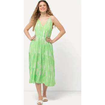 Dámské šaty Ulla Popken, Plus size Midi šaty, výstřih do V, trojúhelníkové košíčky, bez rukávů pro plnoštíhlé nadměrná velikost, 828167425-1129, zelený, 46/48, Nadměrné velikosti, Plus size oblečení, Oblečení pro boubelky, Oblečení pro baculky, Oblečení pro plnoštíhl