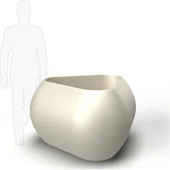 Květináč Květináč TRIANGLE XL, sklolaminát, výška 136 cm, bílá