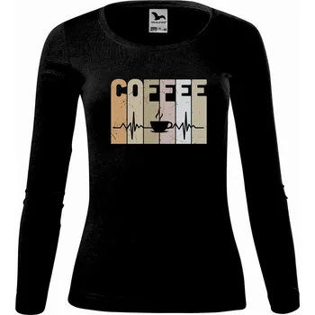 Dámské tričko DOBRÝ TRIKO Dámské bavlněné triko Tep srdce coffee Velikost: 3XL, Barva: Černá