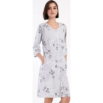 Dámské šaty Dámské domácí šaty s tříčtvrtečním rukávem Vienetta Secret Matylda šedá 4XL