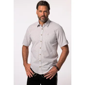 Pánská košile JP1880, Plus size Košile, tradiční móda, krátké rukávy, Kent límec, Modern střih pro plnoštíhlé nadměrná velikost, 723283320-1459, hnědý, XL, Plus size oblečení, Oblečení pro vysoké muže, Nadměrné velikosti, Oblečení pro plnoštíhlé.