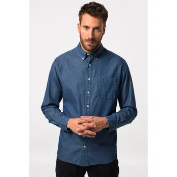 Pánská košile JP-Aware, Plus size JP AWARE košile, dlouhé rukávy, límeček s knoflíky, GOTS certifikovaná biobavlna pro plnoštíhlé nadměrná velikost, 824751901-1456, modrý, 7XL, Plus size oblečení, Oblečení pro vysoké muže, Nadměrné velikosti, Oblečení pro plnoštíhlé.