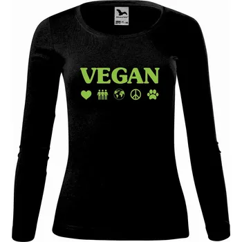 Dámské tričko DOBRÝ TRIKO Dámské bavlněné triko Vegan symboly Velikost: 3XL, Barva: Černá